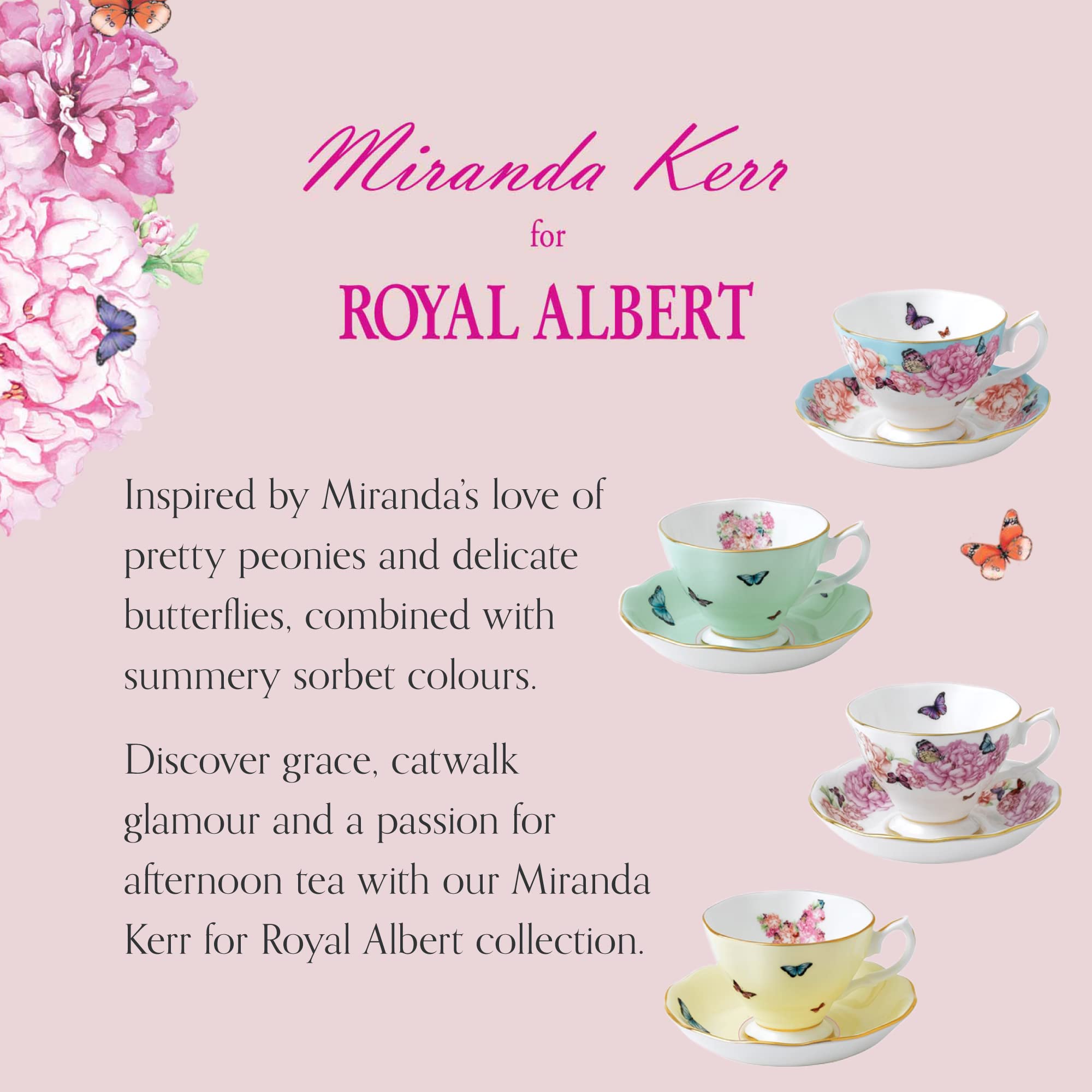 Miranda Kerr For Royal Albert Mixed Patterns Teacup & Saucer Set of 4, 6Fl oz - Image 5