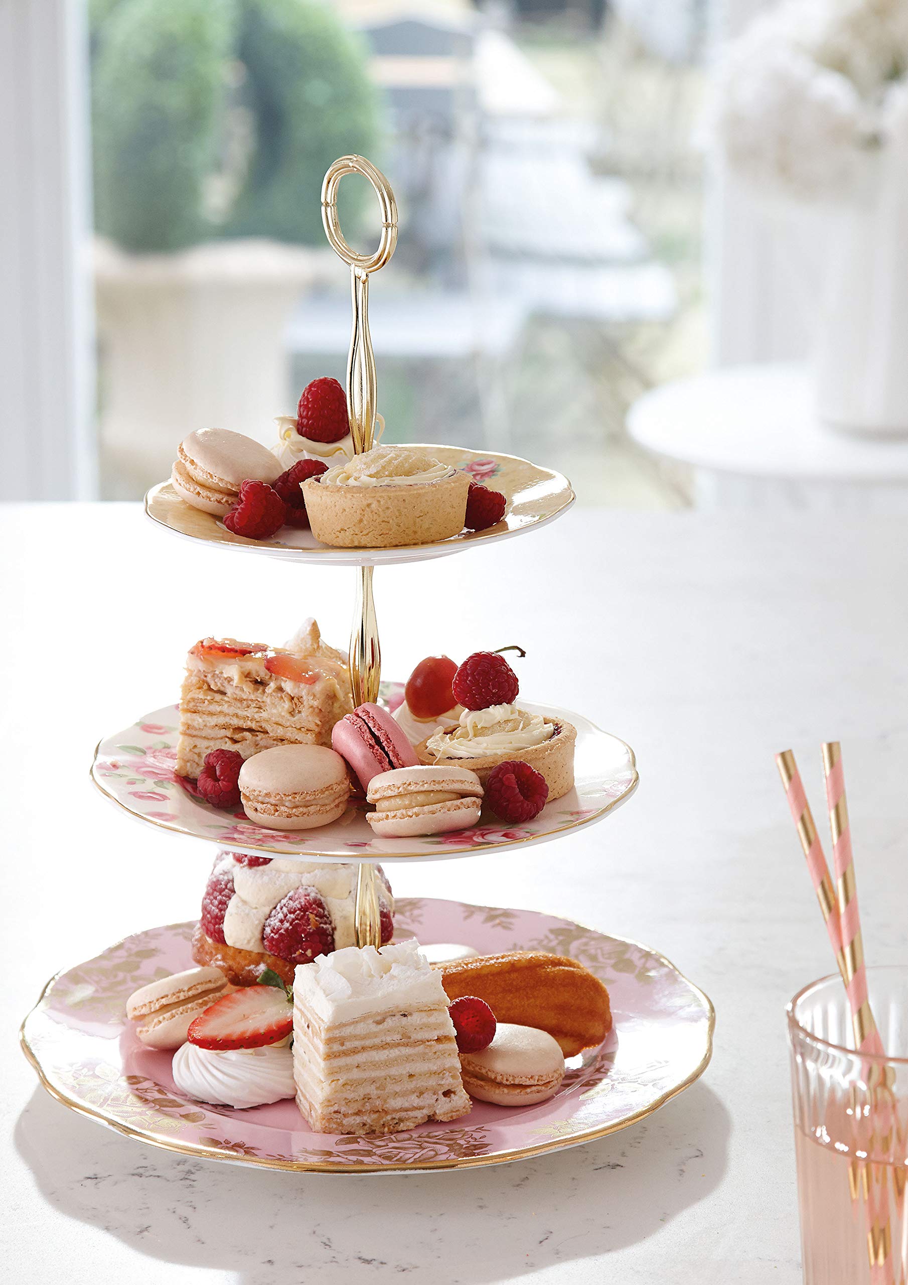 Royal Albert 100 Years Cake Stand Three-Tier (Bouquet, Rose Blush & Golden Rose) - Image 3