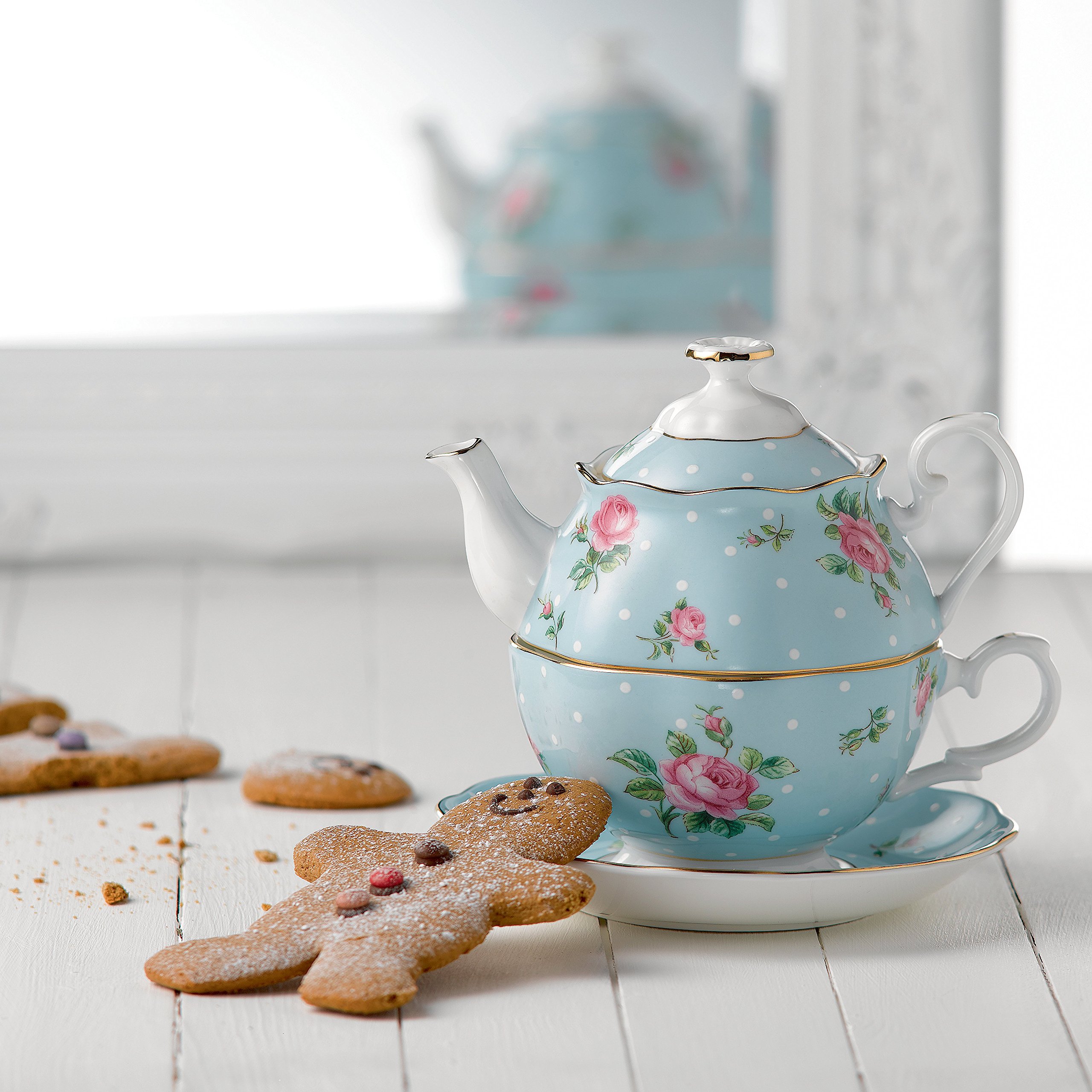 Royal Albert Polka Blue Tea For One , 3 Piece Set - Image 4