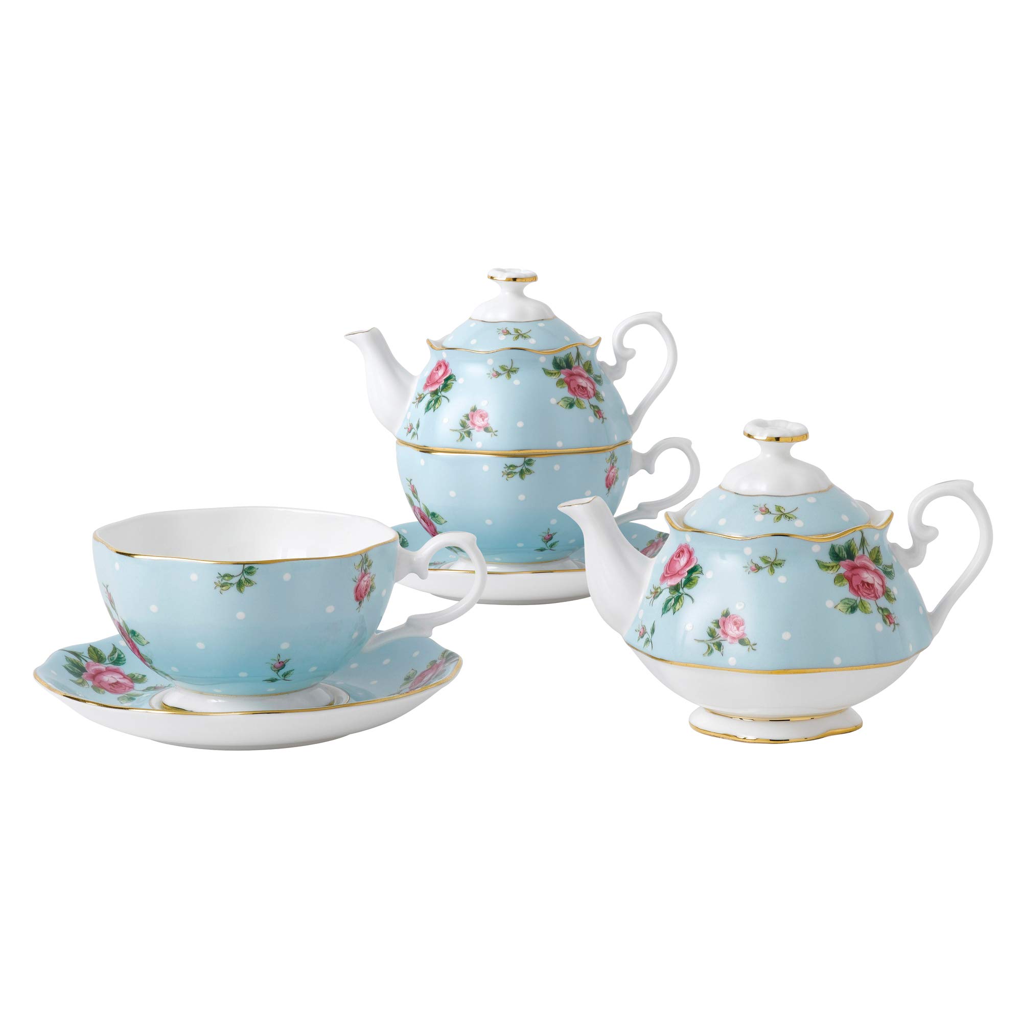Royal Albert Polka Blue Tea For One , 3 Piece Set - Image 6